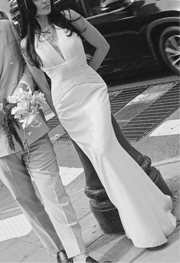 White Halter Gown - Custom Bridal by Custom Made Dress - Pickle
