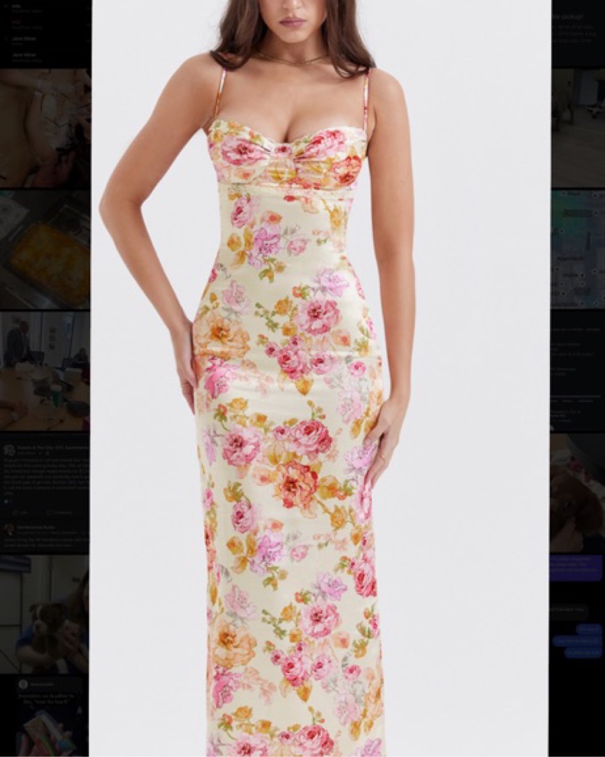knee length dresses for ladies House Of CB Josefina Ivory Floral Maxi Dress main image 0