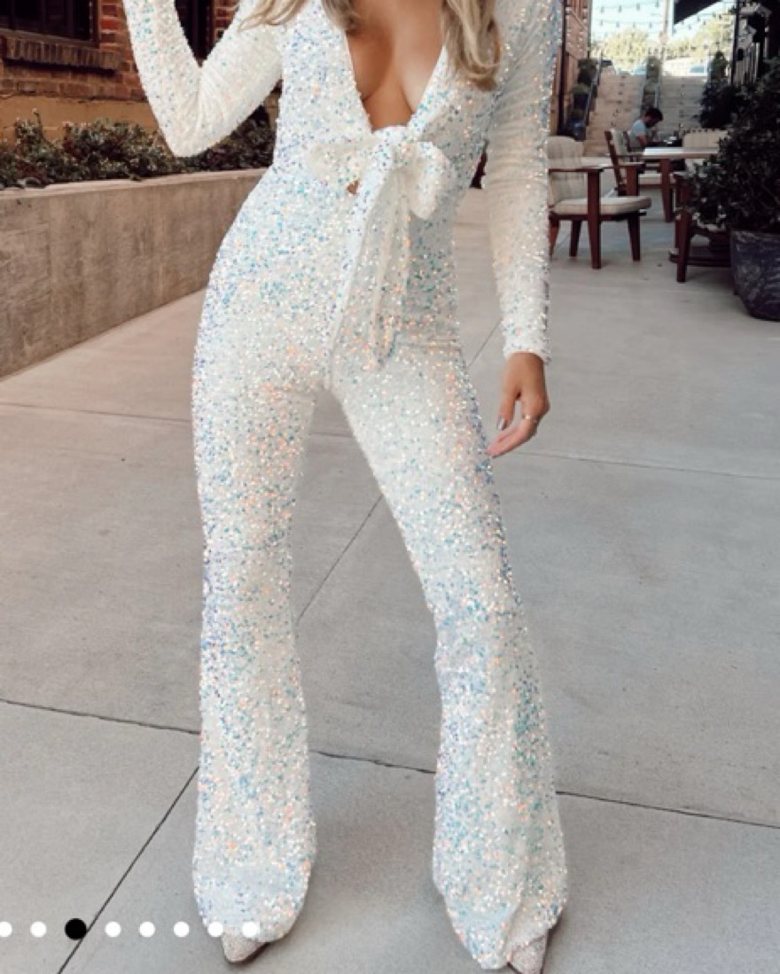 Martina Wrap White Sparkle Jumpsuit - Image 1
