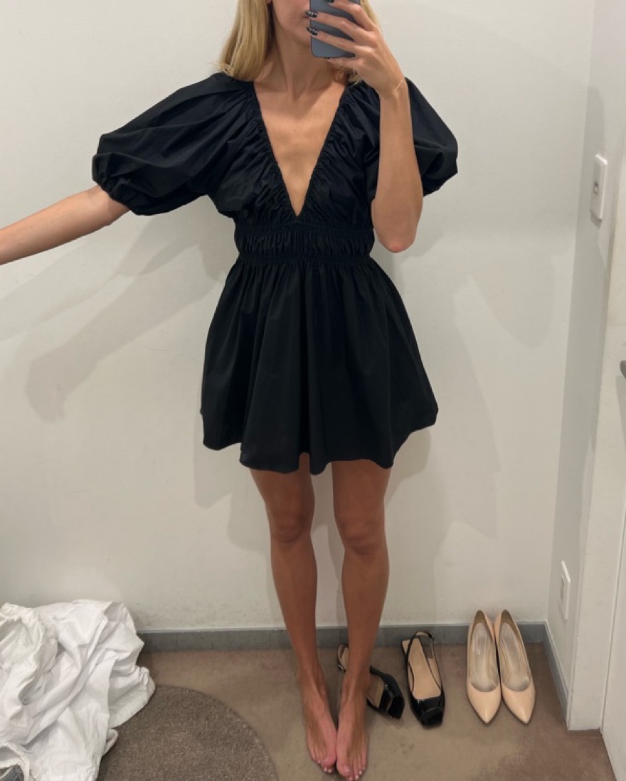 Matteau Black Plunge Mini Dress by Matteau - Pickle