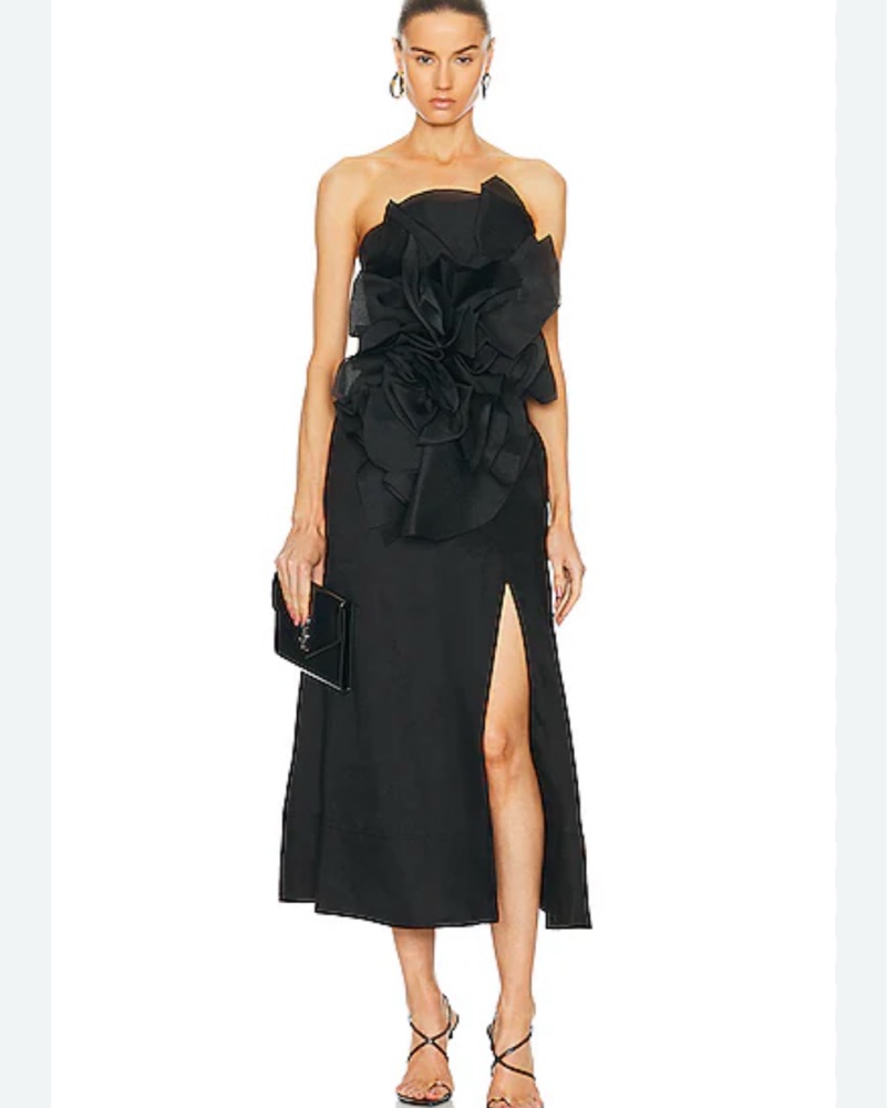 knee length dresses for ladies Aje Tidal Tucked Cut Out Midi Dress For Hire in Mama Rentals main image 0