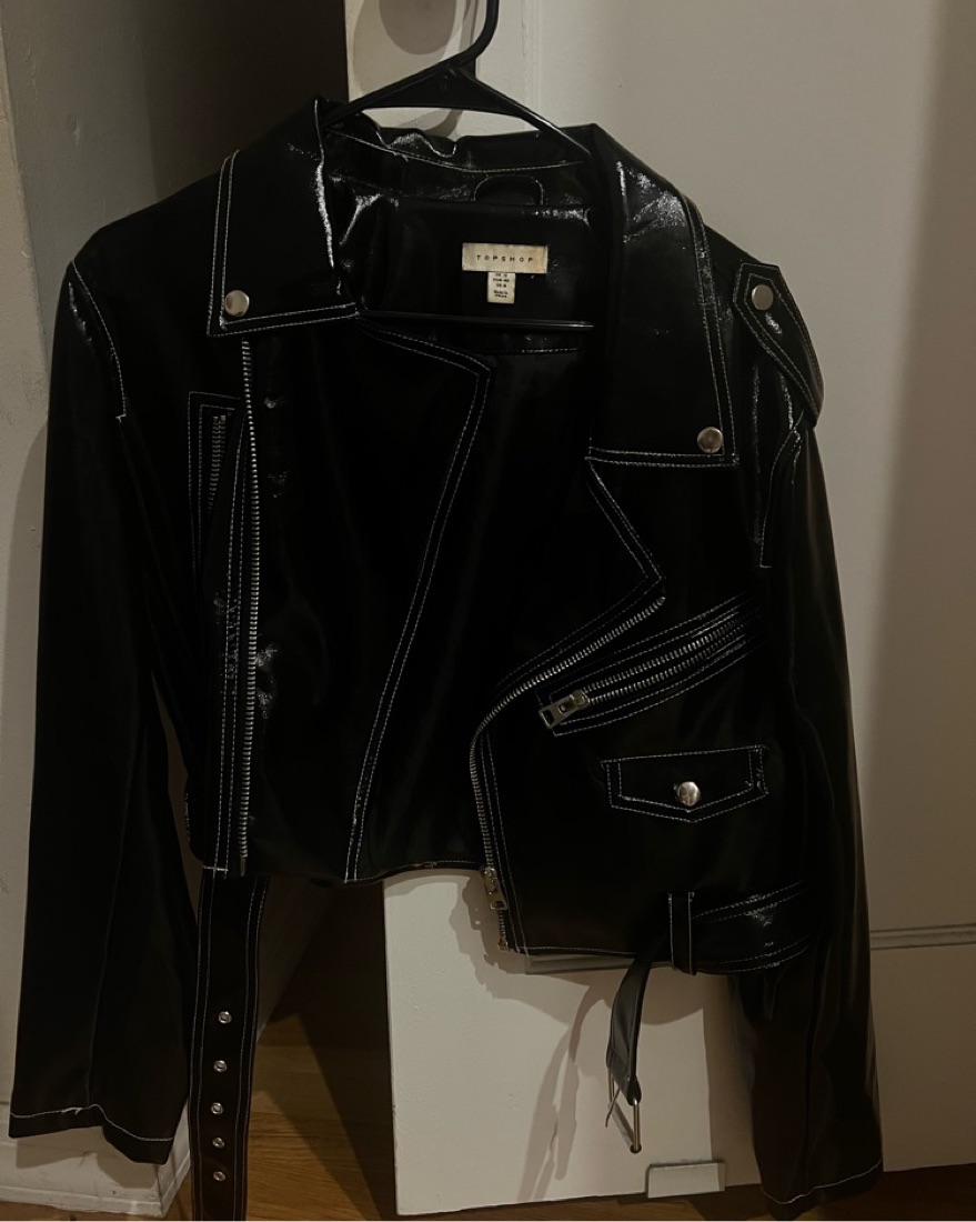 Topshop pattent Leather Biker Jacket  - Image 1