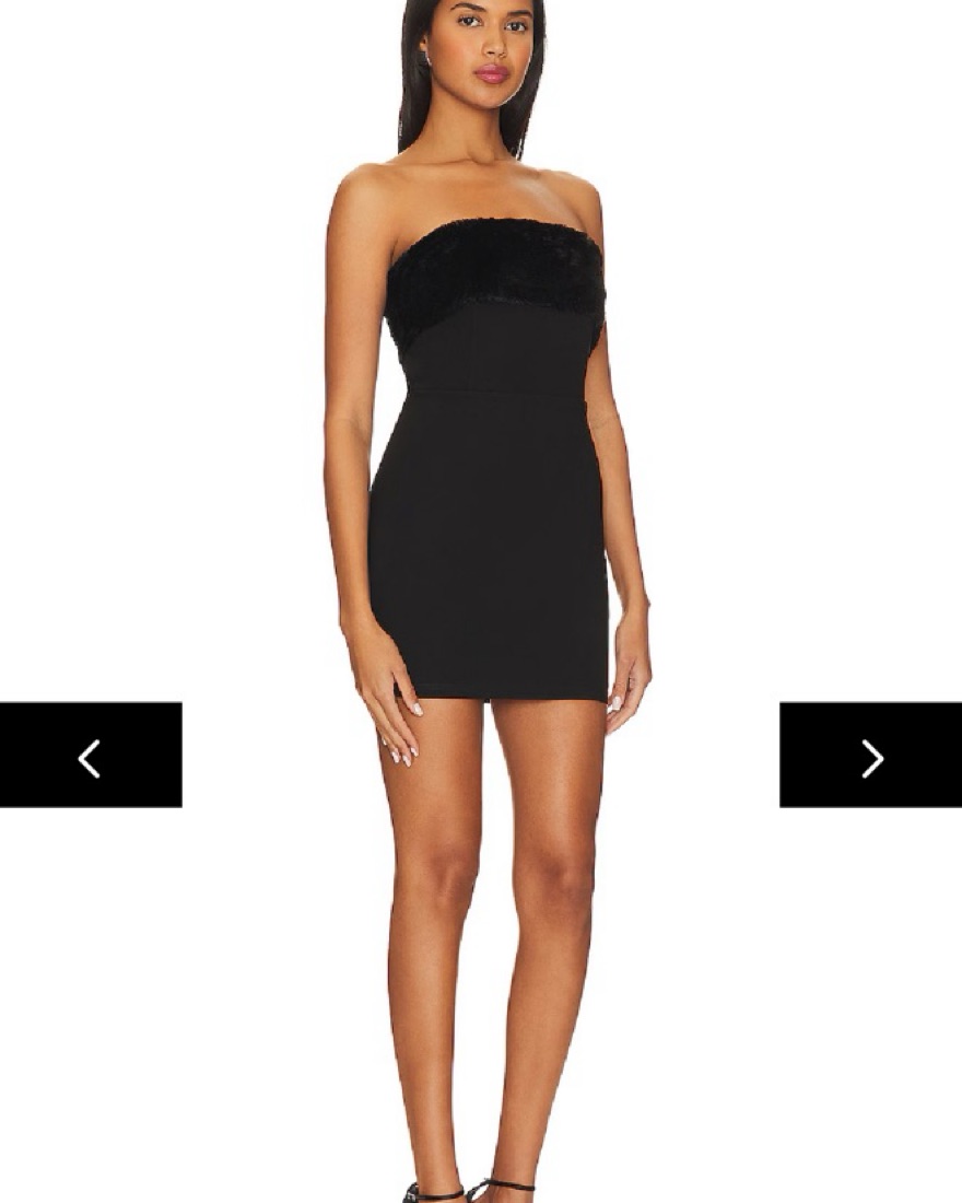 Superfown Fur Black Strapless Dress - Image 3