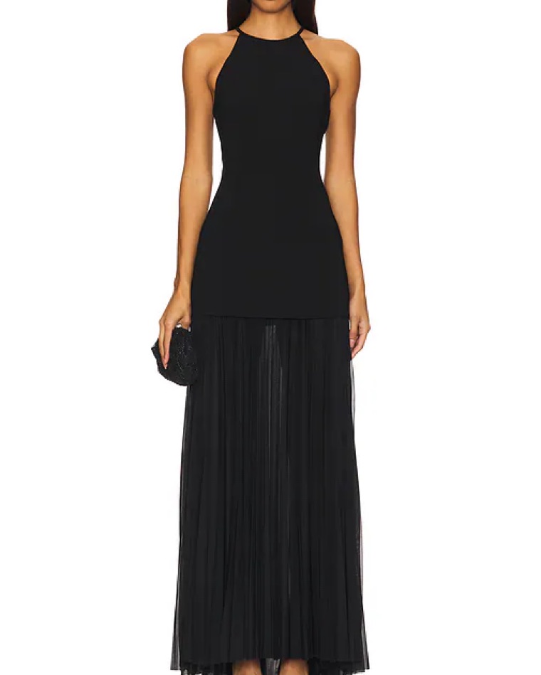 alc black pleated dress A.L.C. Renzo Pleated Halter Dress main image 0