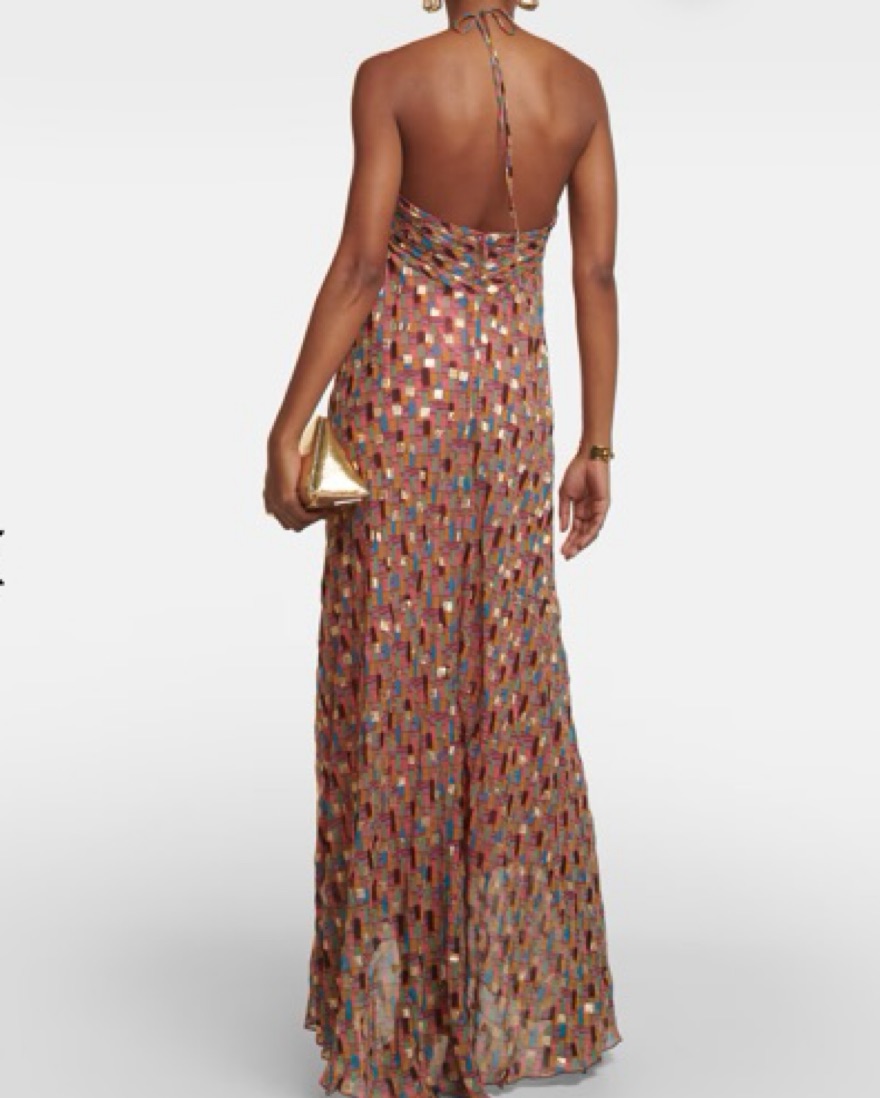 Rixo Samira Halterneck Georgette Gown by Rixo - Pickle