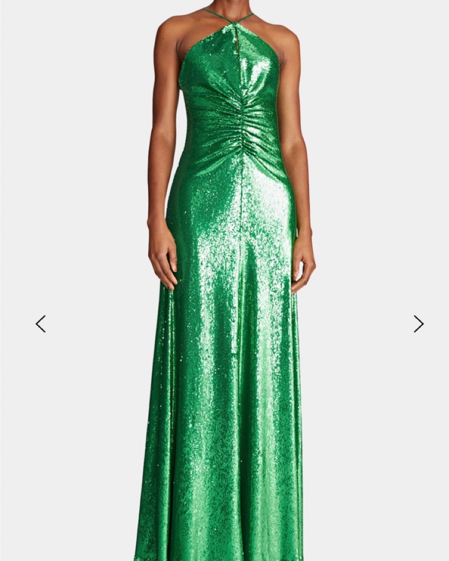 green emerald velvet dress Halston Wynn Charmeuse Halter Gown main image 0