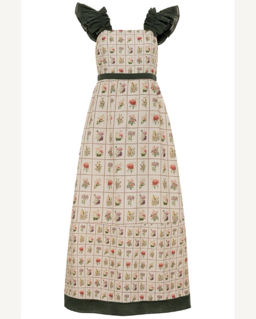 Maris Linen Maxi in Vintage Block Stamp - Image 1