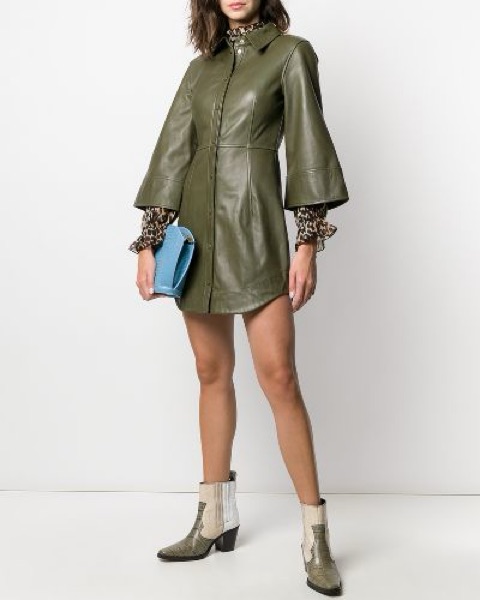 Ganni Leather Mini Dress by Ganni - Pickle