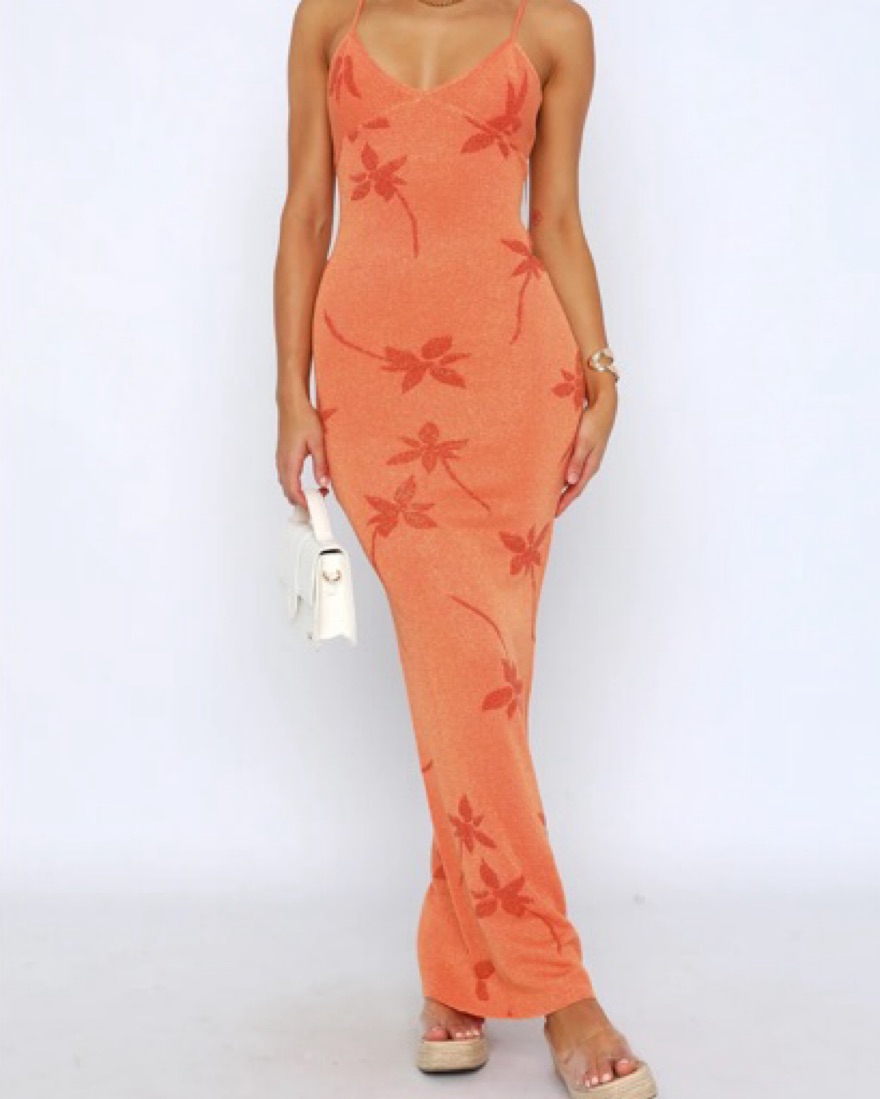 White Fox Trust Issues Maxi Dress Orange - Image 1