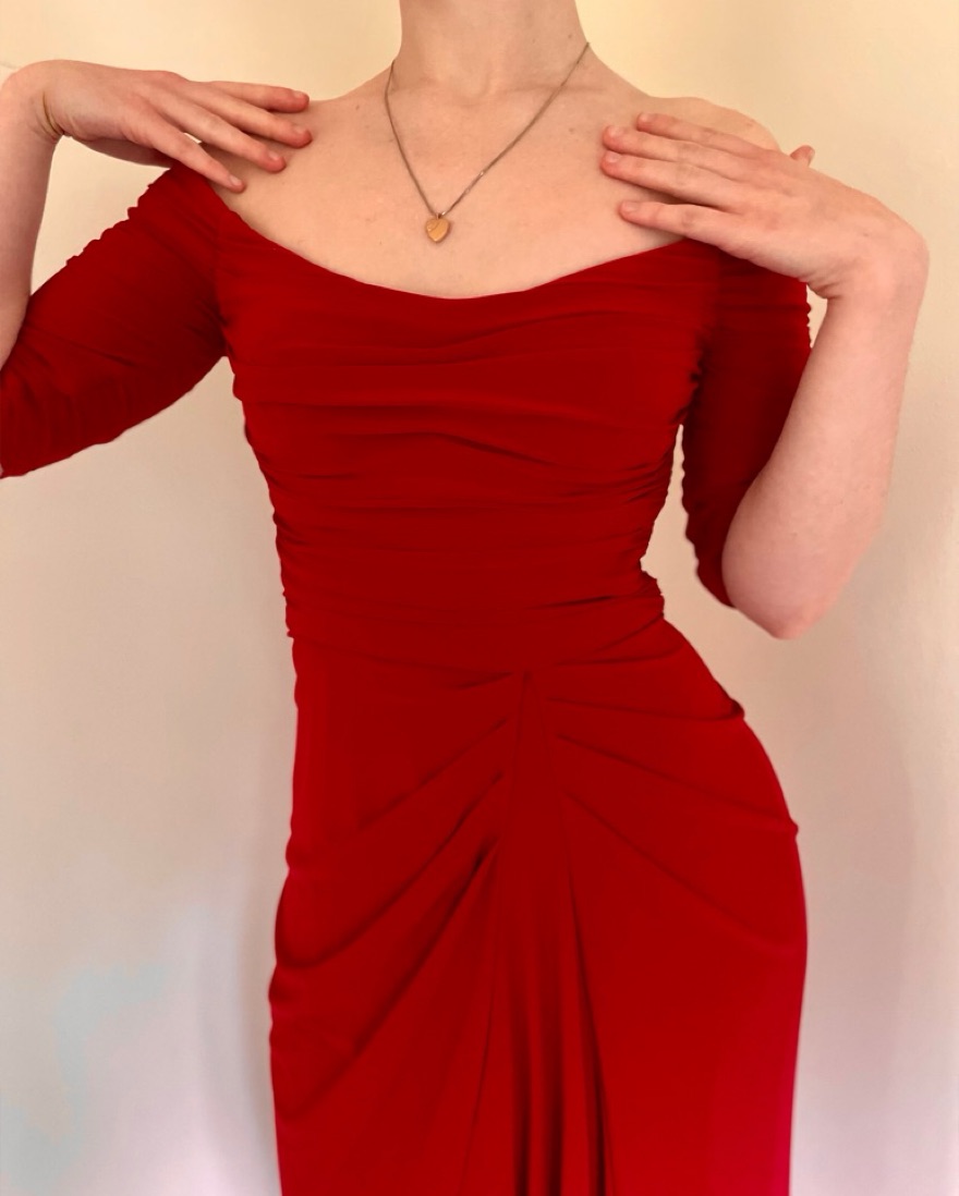 Badgley Mischka Red Formal Dress - Image 3