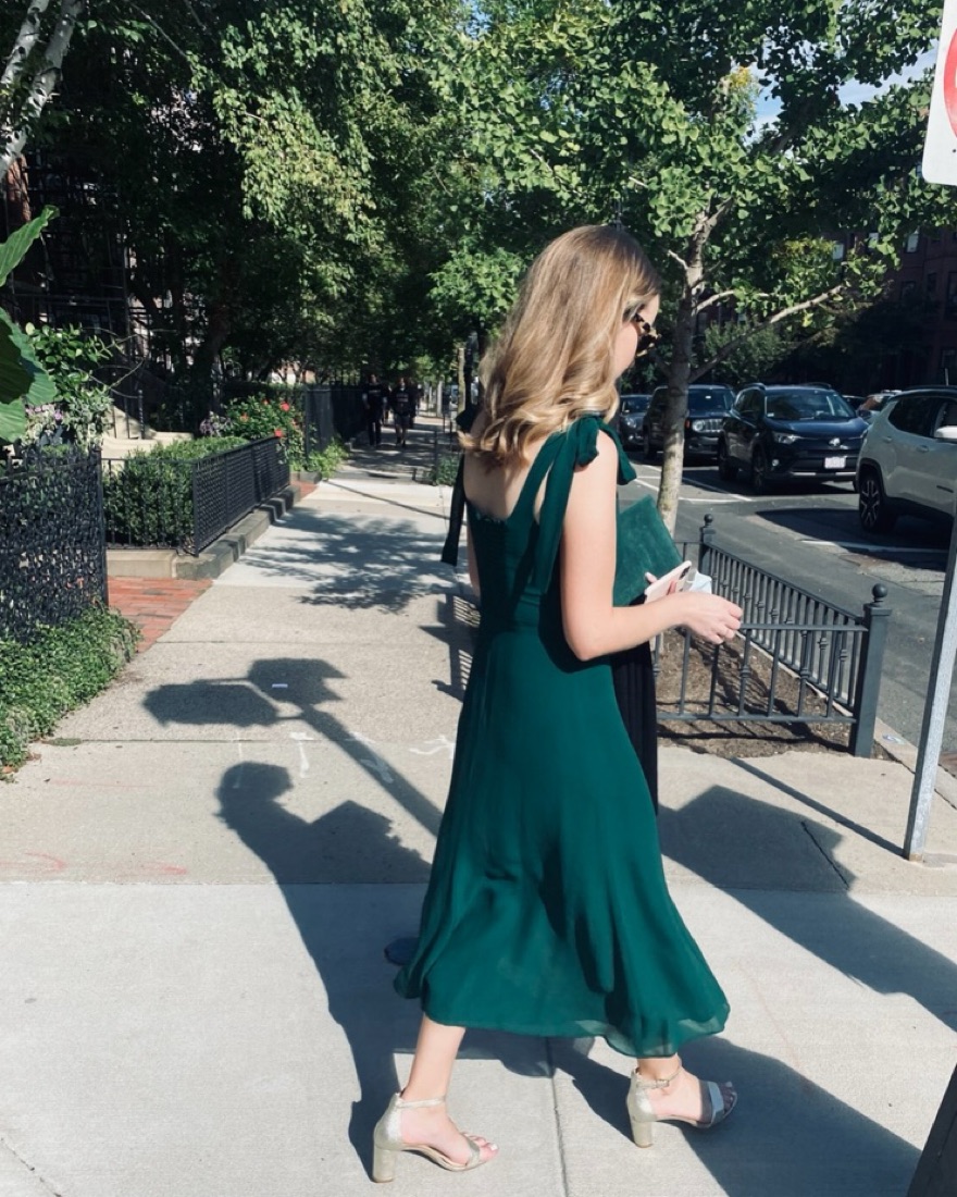 green tie up dress Alora Tie-Up Back Maxi Dress Olive main image 1