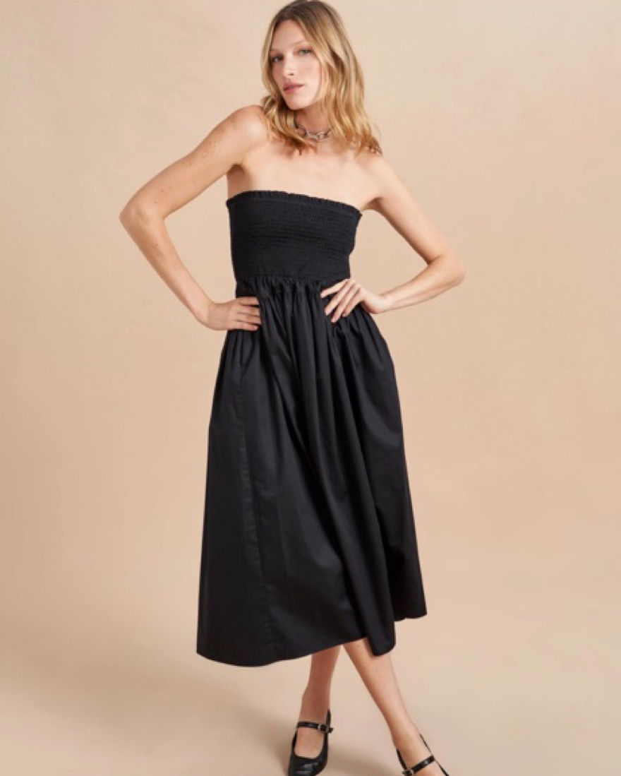 knee length dresses for ladies VIVIAN BLACK OFF-SHOULDER PENCIL MIDI DRESS | CULT MIA main image 1