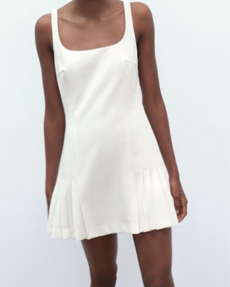 strapless open back dress Classic Pleated Collar Dress - Double Fashion
