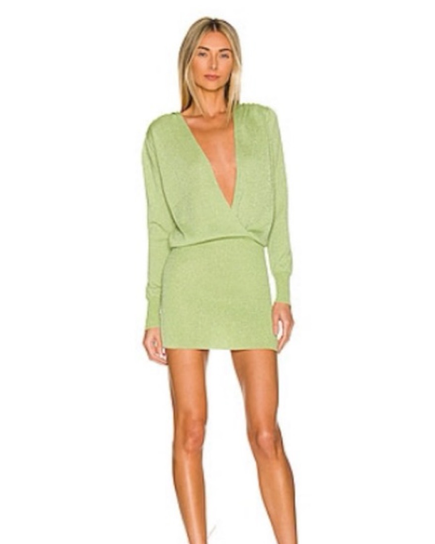 green emerald velvet dress Michael Costello x REVOLVE Sunny Mini Dress in Dark Green  BlackSkinny