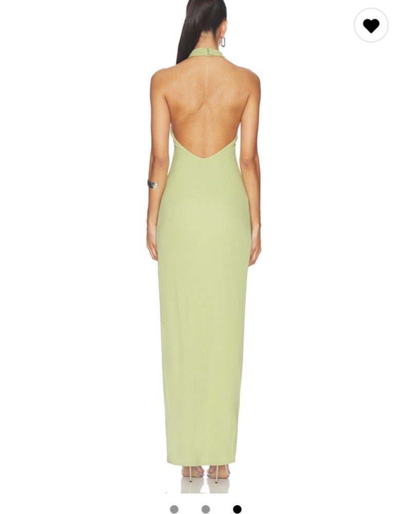 sabrina green dress Petronilla Rosette Halterneck Maxi Dress Sage– Selfie Leslie main image 0