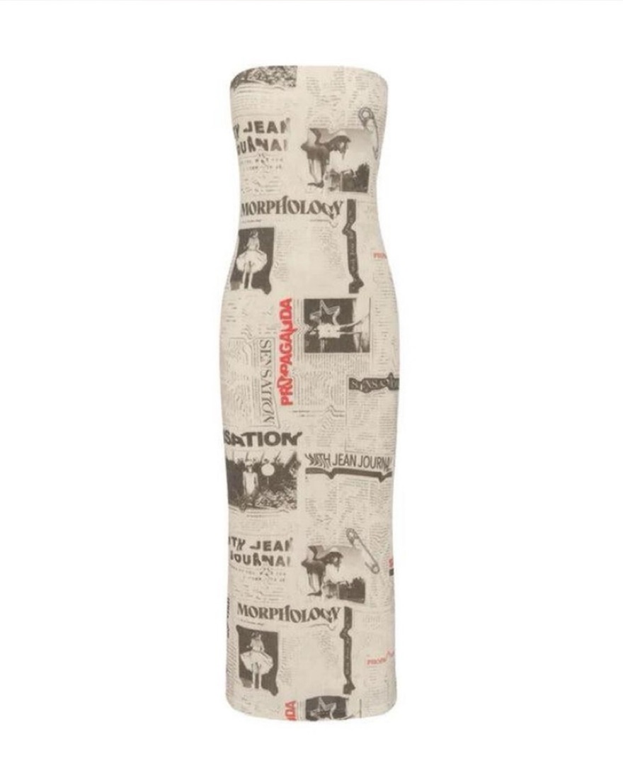 With Jean Franki Midi Newspaper Dress by With Jean - Pickle