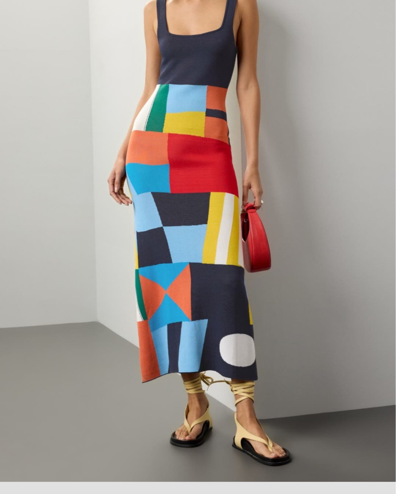 knee length dresses for ladies Patchwork Midi Dress – Pretty J Boutique