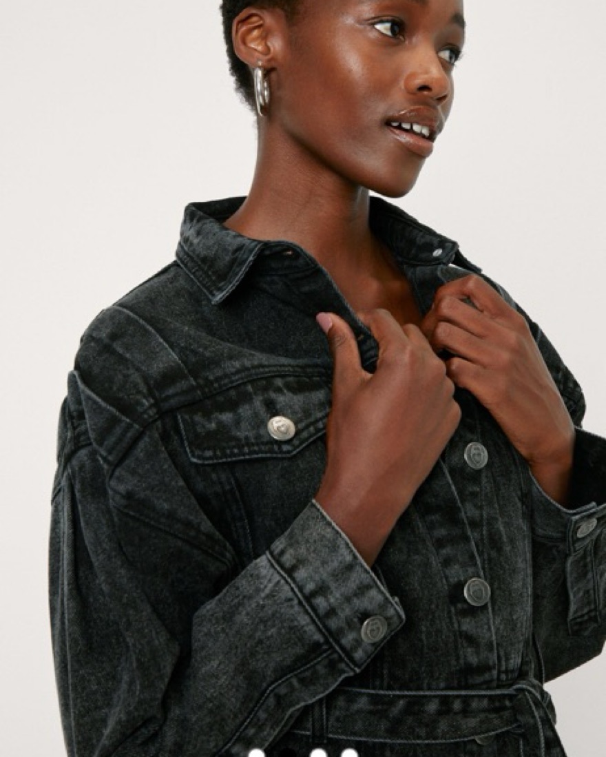 Black Structured Denim Mini Dress - Image 3