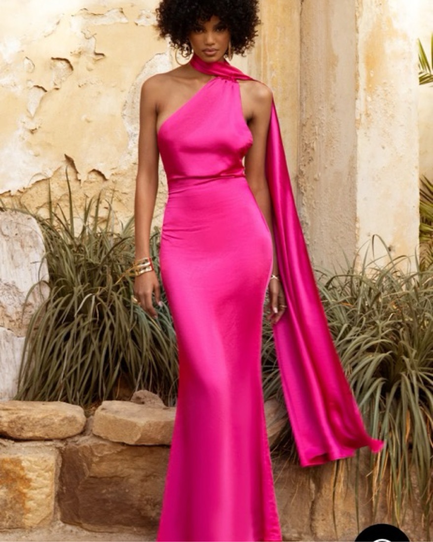open lace back dress Pia Hot Pink Short-Sleeve Maxi Dress With Cut-Out – Club L London main image 0