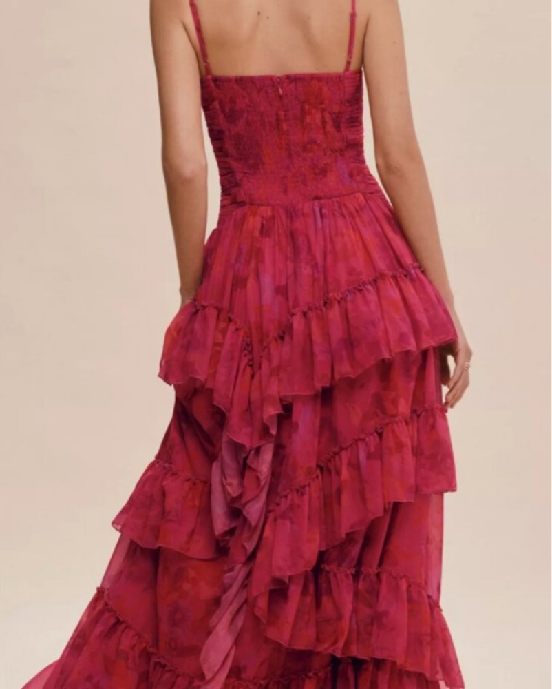 open lace back dress Dress Casual Midi By Daily Practice By Anthropologie In Red, Size: Xl   Clothes Mentor Fayetteville NC #199