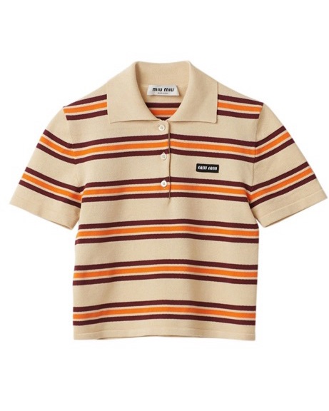 Miu Miu Stripe Polo Shirt - Image 3