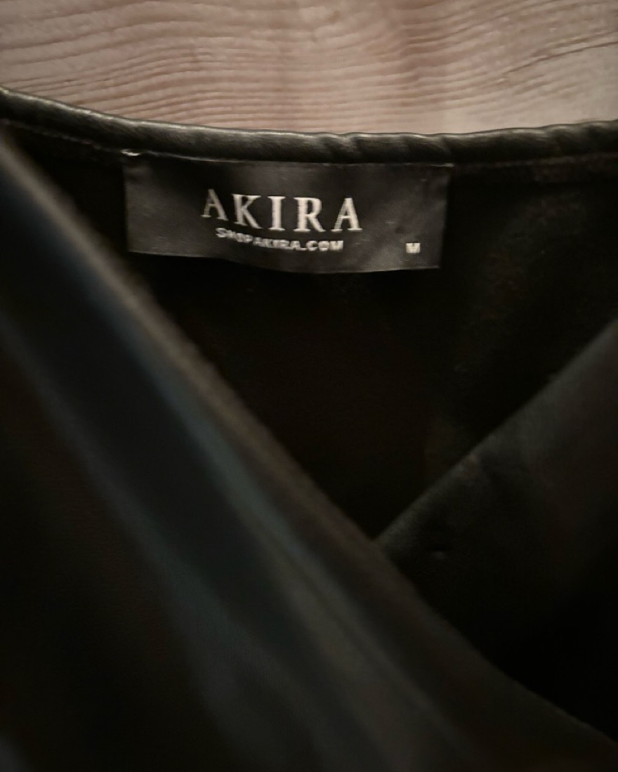 Akira Black Leather Mini Dress by Akira