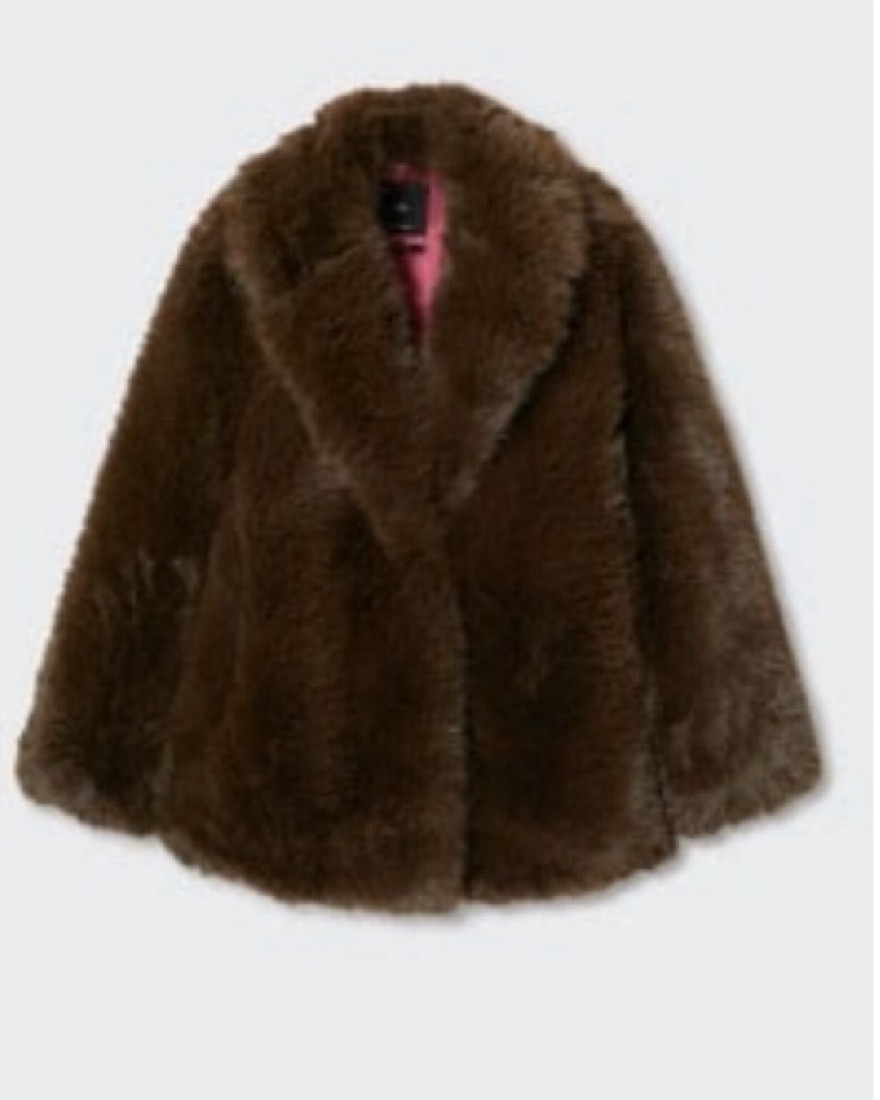Mango Oversized Faux Fur Coat Brown - Image 4
