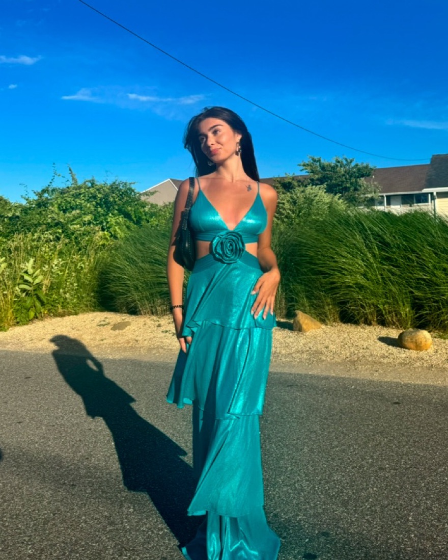 Line and Dot blue metallic maxi dress by Line And Dot - Pickle