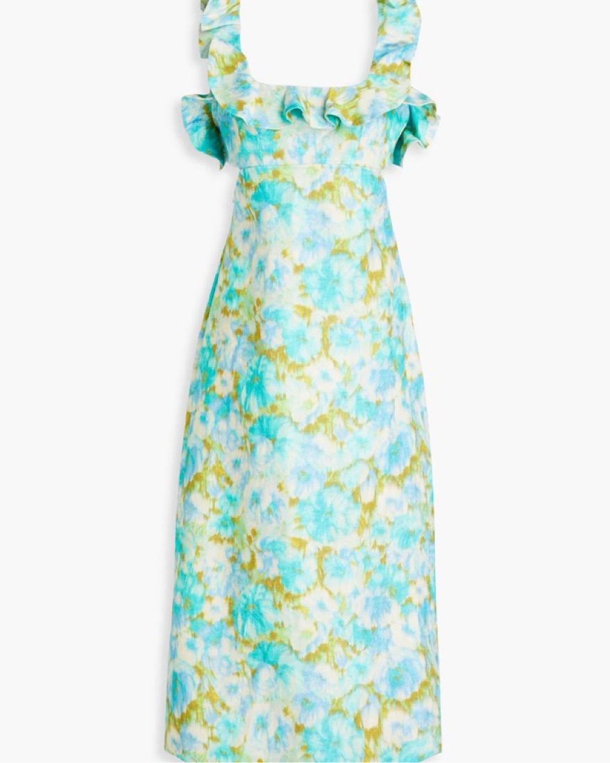 Zimmermann High Tide Linen Midi Dress by Zimmermann - Pickle