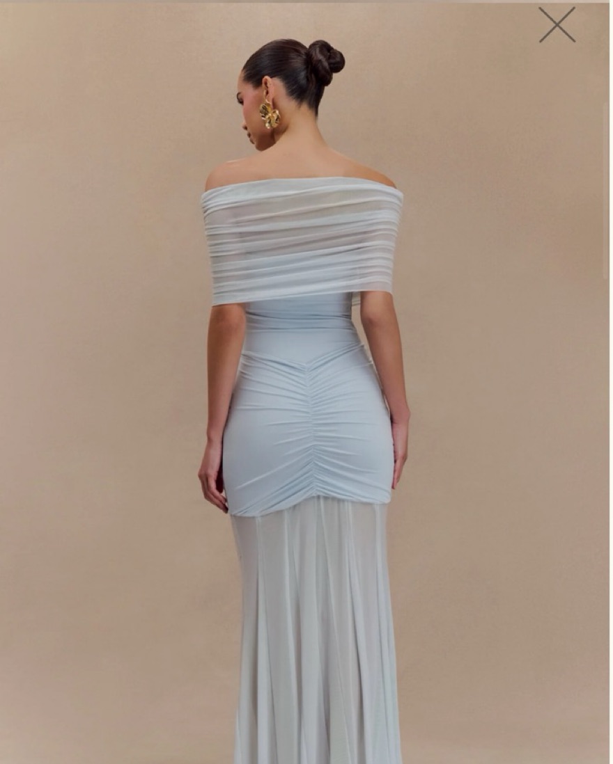 Meshki Powder Blue Mesh Maxi Dress - Image 3