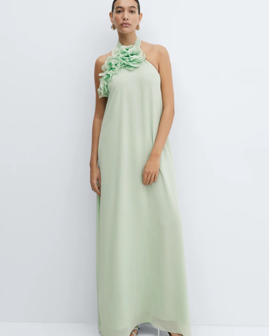 Mango Halter Neck Long Dress by Mango - Pickle