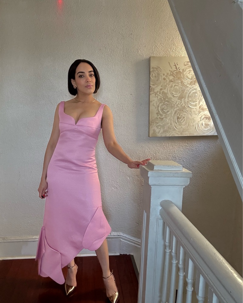 knee length dresses for ladies Alexis Robia Tube Midi Dress in Blue Brushstroke – Leigh's of Breton Village main image 1