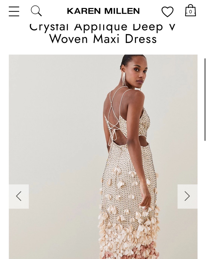 Elegant Crystal Applique Maxi Dress by Karen Millen - Pickle