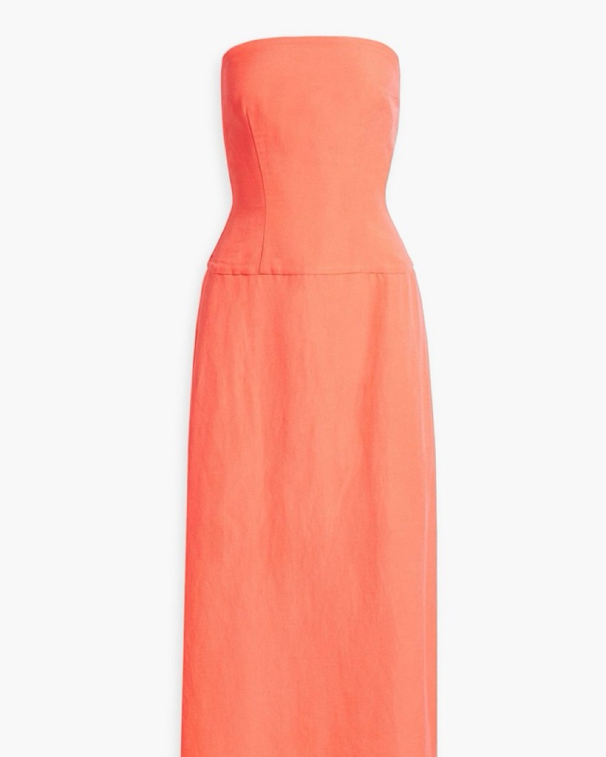 Bondi Born Strapless Linen Maxi Dress by Bondi Born - Pickle