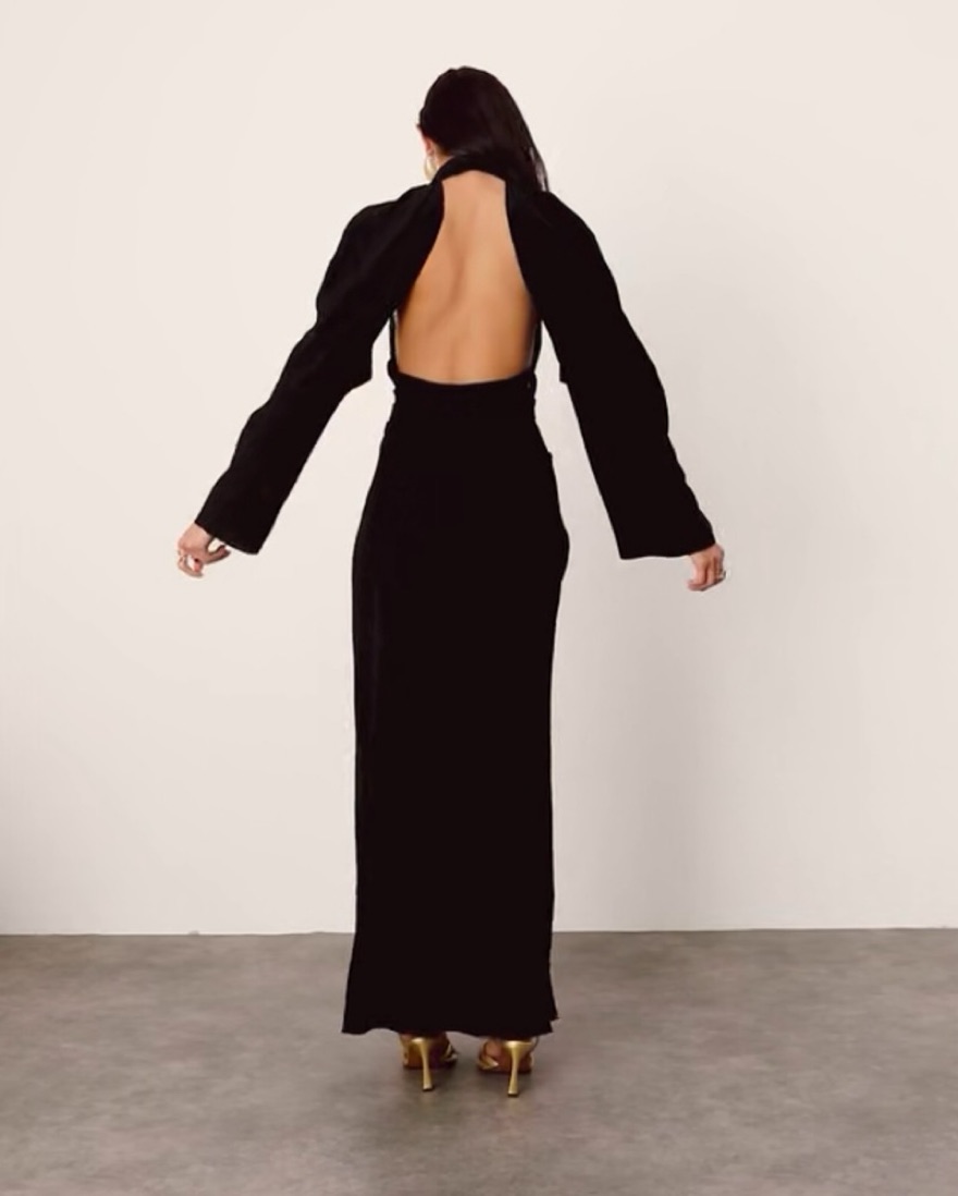 Spiral trim long sleeve maxi dress - Image 3