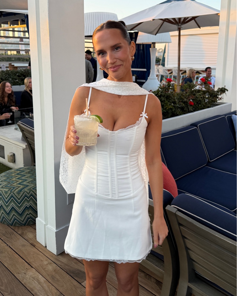 White Starla Bustier Scarf Mini Dress by RUNAWAY the Label - Pickle