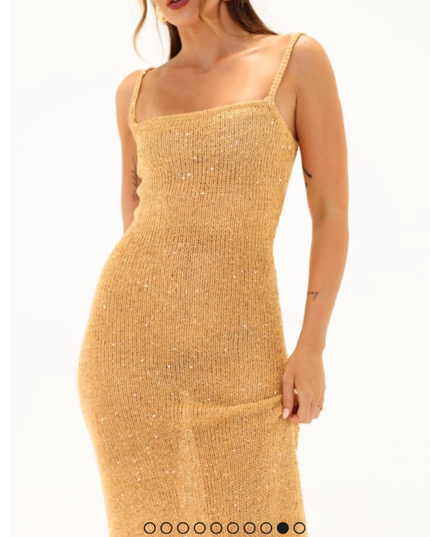 slim fit dress slacks Amarylis Sparkle Knit Mock Neck Mini Dress - GOLD KNIT main image 1