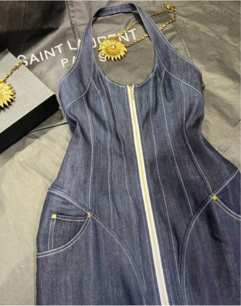 SCHIAPARELLI Halter Corset Denim dress by Schiaparelli - Pickle