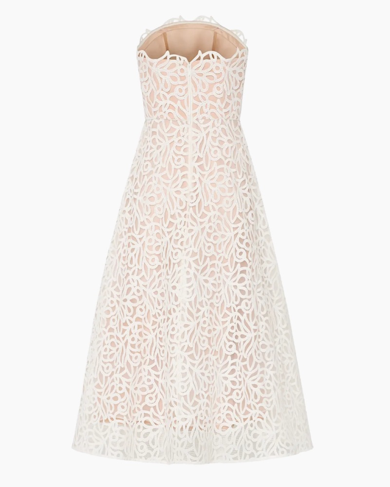 Milly Midi Petunia Curled Lace Gown by Milly - Pickle