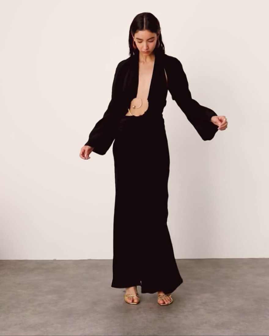 Spiral trim long sleeve maxi dress - Image 2