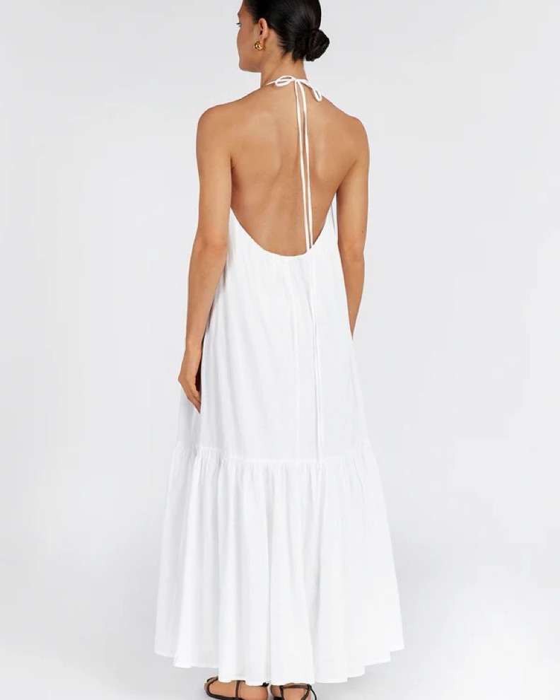 slim fit dress slacks HALLIE WHITE LINEN HALTER TOP  DISSH
