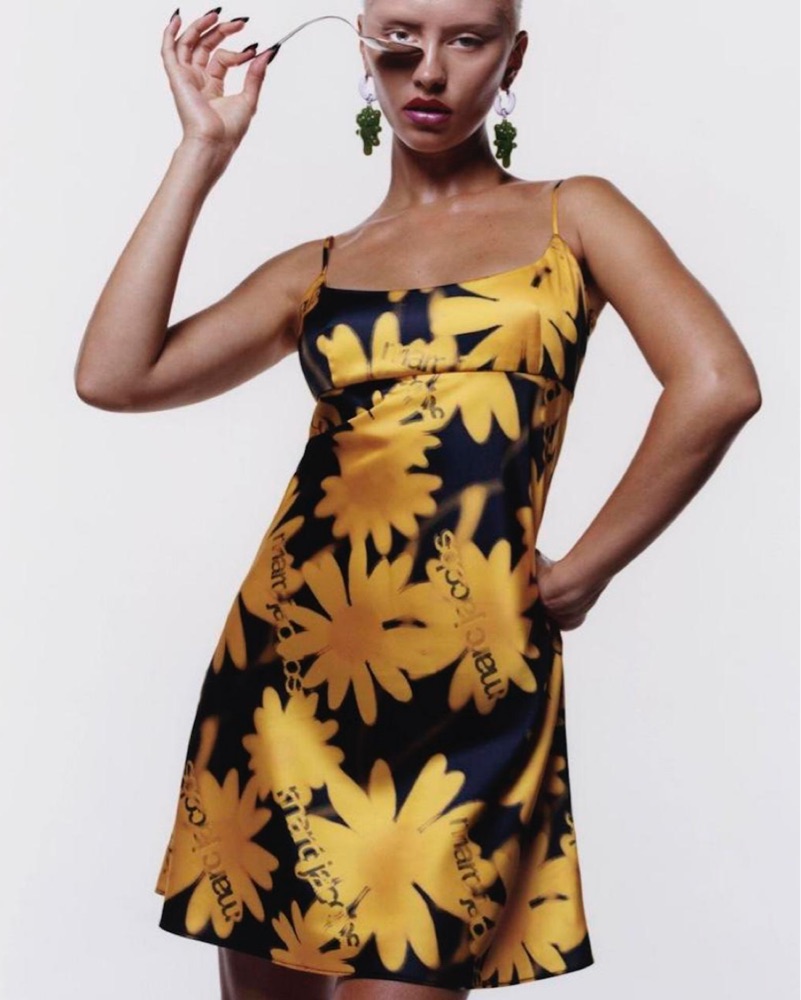slim fit dress slacks Marc Jacobs Floral Lamé Knit Sequin Dress – Recess main image 1