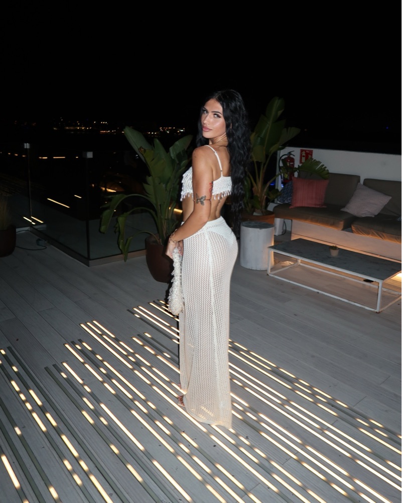 Stunning Crochet Pearl Beaded Maxi Dress by Peppermayo - Pickle