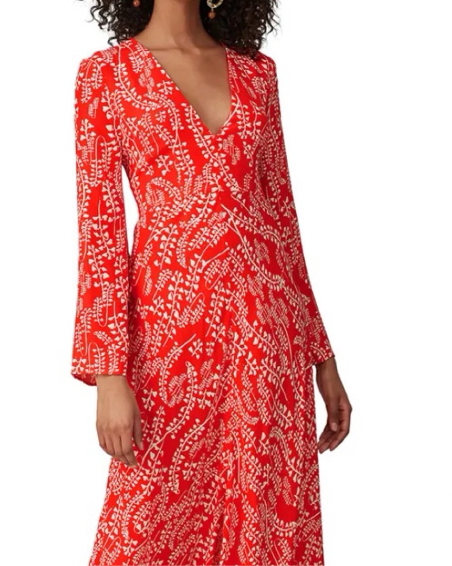 strapless open back dress Rent Rixo Gabrielle Lace Trimmed Red Midi Dress