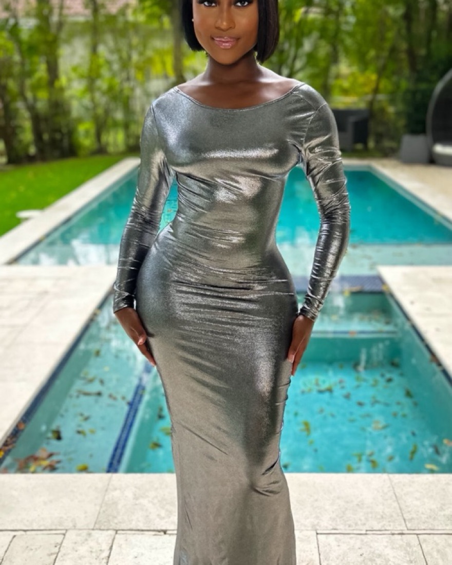 Metallic Brush Venus Gown Silver - Image 2