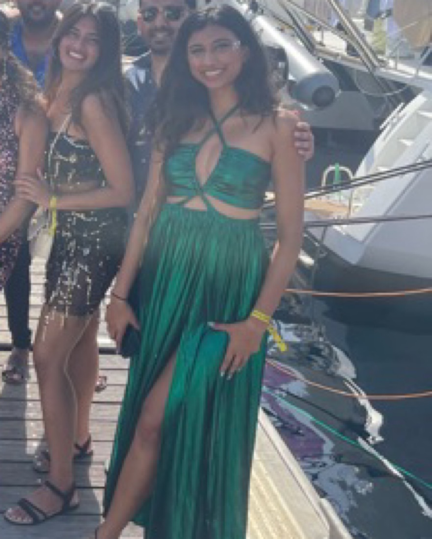green emerald velvet dress Natalia Blue and Gold Watercolor Maxi Dress main image 0
