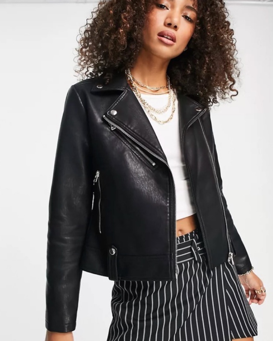 Topshop Black Leather Jacket - Image 1