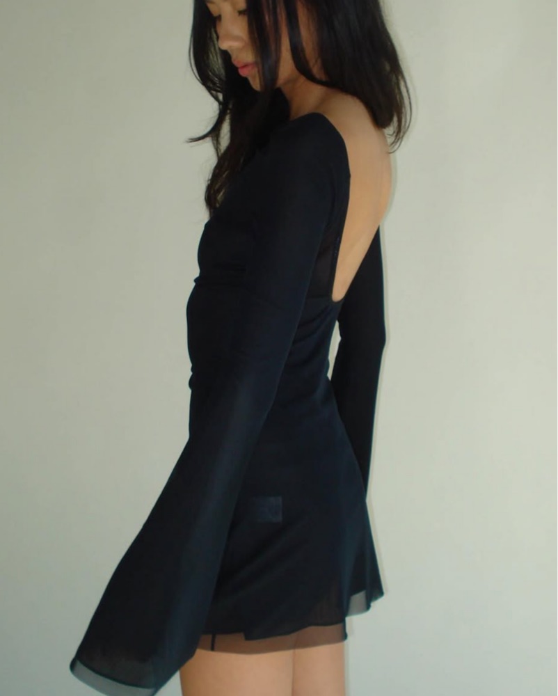 blue dress for baby girl The Parkside Dress in Black – Amoy New York main image 1
