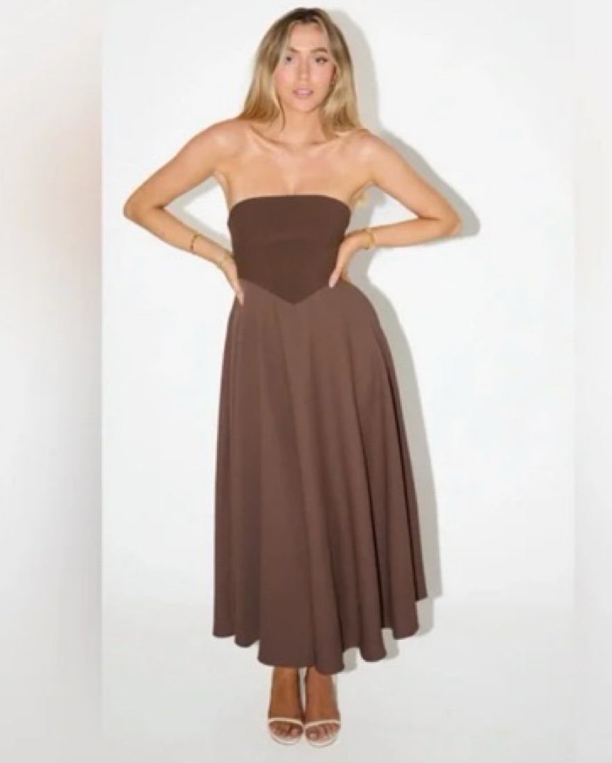 odd muse brown midi dress Odd Muse Brown Midi Dress by Odd Muse London