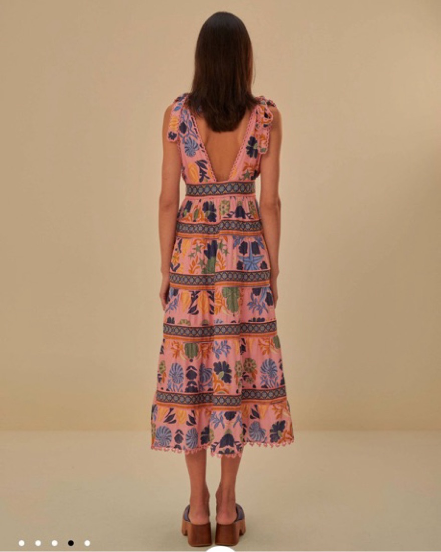 Farm Rio Pink Seashell Midi Dress - Image 4